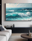Multicolor Azure Symphony - Abstract Ocean Wave Painting - Artwallpainting