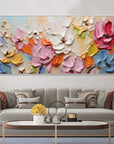 Multicolor Blooming Symphony - Hand-Painted Textured Floral Oil Painting - Artwallpainting