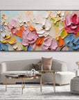 Multicolor Blooming Symphony - Hand-Painted Textured Floral Oil Painting - Artwallpainting