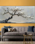 Multicolor Blossoms In Serenity-Modern Interior Design Texture Sculpture Plum Bone Wall Art - Artwallpainting