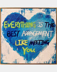 Multicolor Blue Heart Abstract Oil Painting Inspirational Text Art For Walls - Artwallpainting