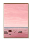 Multicolor Blush Shoreline Abstract Pink Seascape Canvas Painting - Artwallpainting