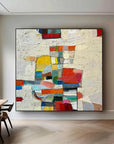 Multicolor Chromatic Mosaic - Hand-Painted Colorful Abstract Textured Oil Painting - Artwallpainting