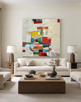 Multicolor Chromatic Mosaic - Hand-Painted Colorful Abstract Textured Oil Painting - Artwallpainting