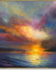 Multicolor Chromatic Sunset Sea-Modern Minimalist Sunset Sea Sunset Texture Oil Painting Wall Art - Artwallpainting