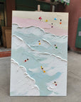 Multicolor Coastal Bliss Textured Beach Artwork - Artwallpainting