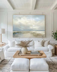 Multicolor Coastal Clouds-Modern Minimalist Calm Ocean And Sky Texture Oil Painting Wall Art - Artwallpainting