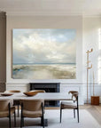 Multicolor Coastal Clouds-Modern Minimalist Calm Ocean And Sky Texture Oil Painting Wall Art - Artwallpainting