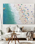 Multicolor Coastal Harmony Textured Beach Umbrella Scene - Artwallpainting