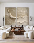 Multicolor Coastal Textures Painting Set Of 2 - Artwallpainting