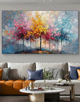 Multicolor Colorful Abstract Forest Painting - Nature-Inspired Wall Art On Canvas - Artwallpainting