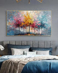 Multicolor Colorful Abstract Forest Painting - Nature-Inspired Wall Art On Canvas - Artwallpainting