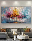 Multicolor Colorful Abstract Forest Painting - Nature-Inspired Wall Art On Canvas - Artwallpainting