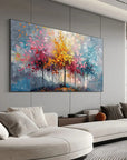 Multicolor Colorful Abstract Forest Painting - Nature-Inspired Wall Art On Canvas - Artwallpainting