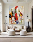 Multicolor Colorful Abstract Textured Oil Painting - Modern Large Canvas Wall Art - Artwallpainting