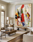 Multicolor Colorful Abstract Textured Oil Painting - Modern Large Canvas Wall Art - Artwallpainting