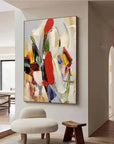 Multicolor Colorful Abstract Textured Oil Painting - Modern Large Canvas Wall Art - Artwallpainting
