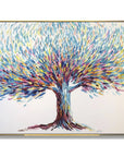 Multicolor Colorful Tree-Hand-Painted Three-Dimensional Colorful Feather Life Tree Texture Wall Art - Artwallpainting