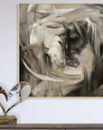 Multicolor Confrontation-Hand-Painted Abstract Oil Painting Featuring A Spiritual Duel Between Two Horses, Showcasing Wall Art - Artwallpainting