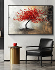 Multicolor Crimson Bloom - Hand-Painted Modern Wall Art - Artwallpainting