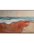 Multicolor Crimson Shoreline Abstract Warm Shore Blue Wave Oil Painting Wall Art - Artwallpainting