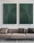 Multicolor Dark Green Textured Abstract Canvas Art - Set Of 2 - Artwallpainting