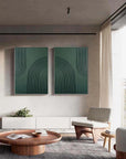 Multicolor Dark Green Textured Abstract Canvas Art - Set Of 2 - Artwallpainting