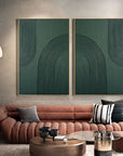 Multicolor Dark Green Textured Abstract Canvas Art - Set Of 2 - Artwallpainting