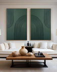 Multicolor Dark Green Textured Abstract Canvas Art - Set Of 2 - Artwallpainting