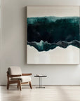 Multicolor Deep Teal And Cream Waves - Ocean Abstract Art - Artwallpainting