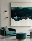 Multicolor Deep Teal And Cream Waves - Ocean Abstract Art - Artwallpainting