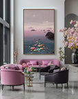 Multicolor Dream Tide Abstract Pastel Seascape Canvas Painting - Artwallpainting