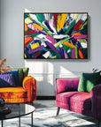 Multicolor Dynamic Burst -Geometric Color Fractal Abstract Wall Art - Artwallpainting