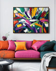 Multicolor Dynamic Burst -Geometric Color Fractal Abstract Wall Art - Artwallpainting