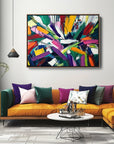 Multicolor Dynamic Burst -Geometric Color Fractal Abstract Wall Art - Artwallpainting