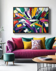 Multicolor Dynamic Burst -Geometric Color Fractal Abstract Wall Art - Artwallpainting