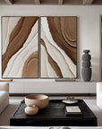 Multicolor Earth Layers Textured Diptych - Artwallpainting