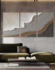 Multicolor Earth Layers Triptych - Minimalist Textured Abstract Oil Painting Set - Artwallpainting