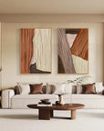 Multicolor Earth Tone Art Canvas Painting For Home Decoration Set Of 2 - Artwallpainting