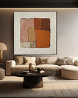 Multicolor Earthen Harmony Rustic Abstract Geometric Textured Oil Painting Wall Art - Artwallpainting