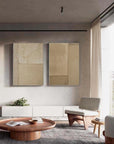 Multicolor Earthy Simplicity Neutral Textured Canvas Duo Set Of 2 - Artwallpainting