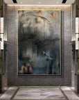 Multicolor Echoes Of Depth-Minimalist Dark Texture Abstract Art Wall Oil Painting - Artwallpainting
