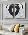 Multicolor Echoing Circles Canvas Painting For Home Decoration Set Of 2 - Artwallpainting