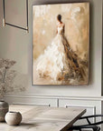 Multicolor Elegant Bride-Modern Hand-Painted Warm And Soft Tone Elegant Portrait Oil Painting Wall Art - Artwallpainting