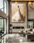 Multicolor Elegant Bride-Modern Hand-Painted Warm And Soft Tone Elegant Portrait Oil Painting Wall Art - Artwallpainting