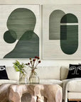Multicolor Emerald Abstract Duo Set Of 2 - Artwallpainting