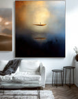 Multicolor Ethereal Voyage-Modern Minimalist Abstract Boat Texture Oil Painting Wall Art - Artwallpainting
