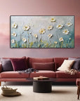 Multicolor Floral Breeze-Minimalist Style Embossed Wildflower Hand-Painted Wall Art - Artwallpainting
