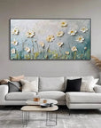 Multicolor Floral Breeze-Minimalist Style Embossed Wildflower Hand-Painted Wall Art - Artwallpainting