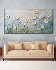 Multicolor Floral Breeze-Minimalist Style Embossed Wildflower Hand-Painted Wall Art - Artwallpainting